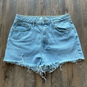 light wash denim shorts